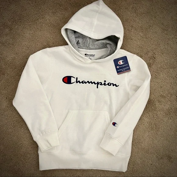 Juniors Kids White Champion Hoodie Hooded Sweatshirt Size Small NWT!! - Picture 3 of 3